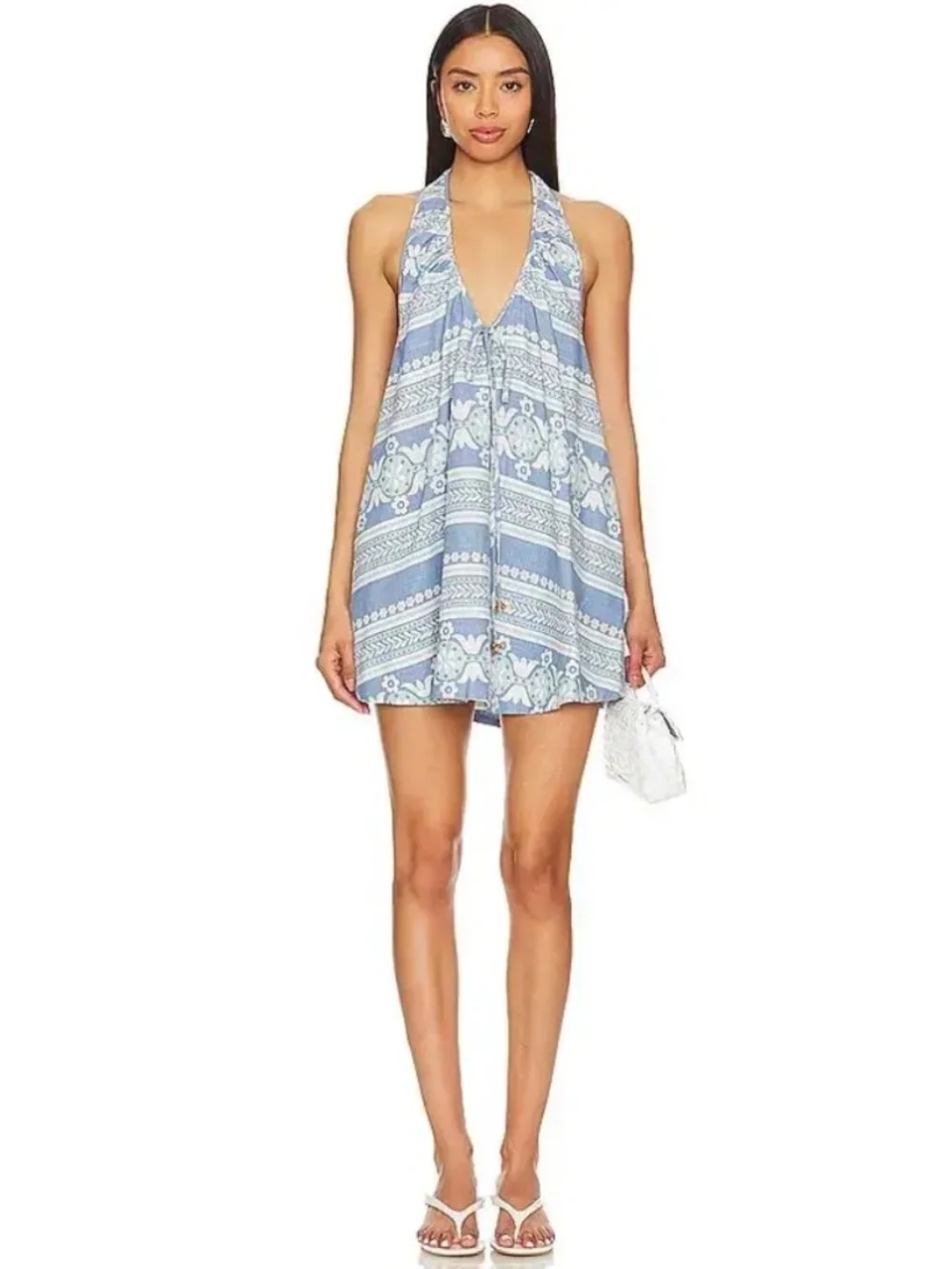 NWT $128 Free People Fisher Mini Dress In Riverside Combo